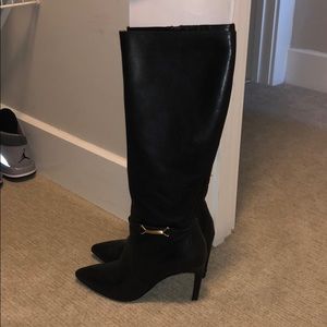 3.5 inch heel black dress boots